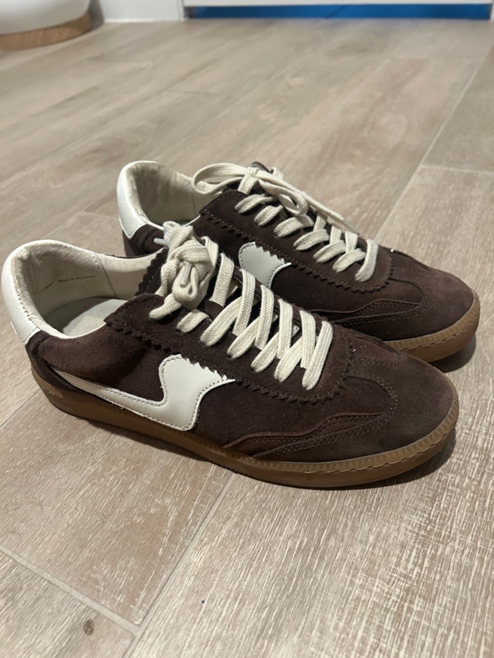 Dolce Vita Brown Suede Sneakers with White Accents